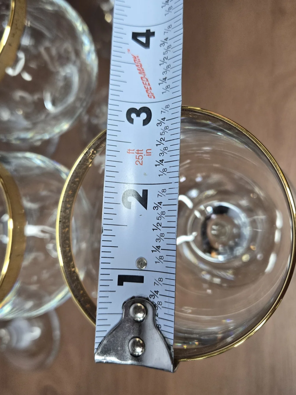 Gold Rim Crystal Wine Glasses - Set of 8